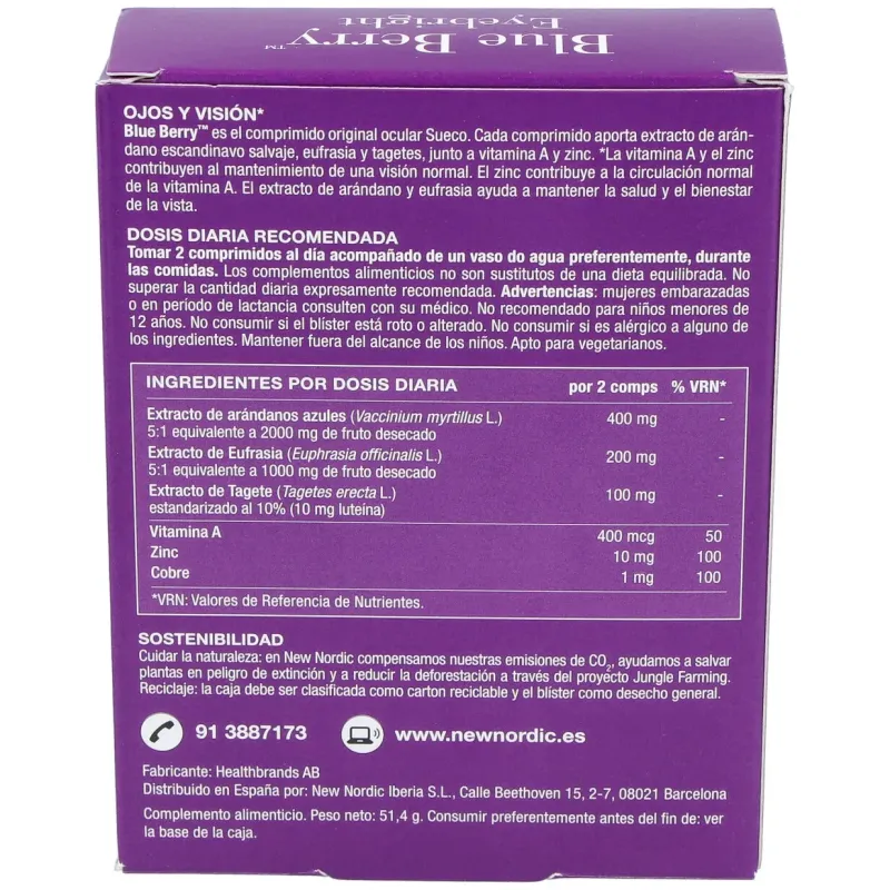New nordic blue berry eyebright 60comp | Farmacia Barata