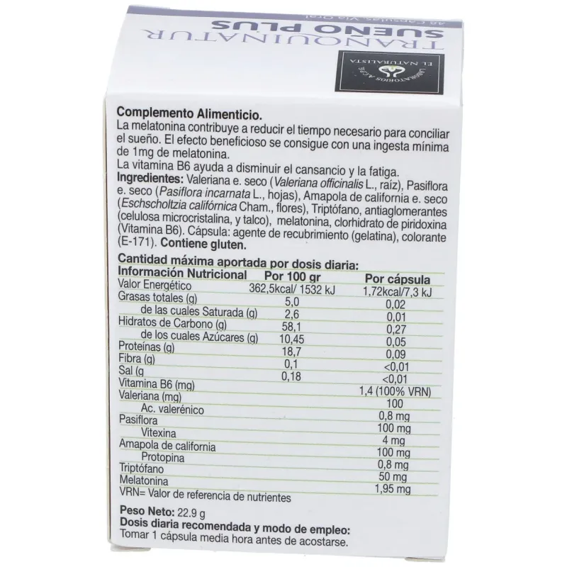 Tranquinatur sueño plus 48cap. | Farmacia Barata