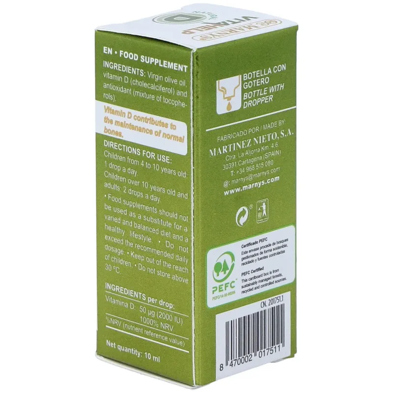 Marnys vitamina d 2000ui líquida línea vitahelp 10ml | Farmacia Barata