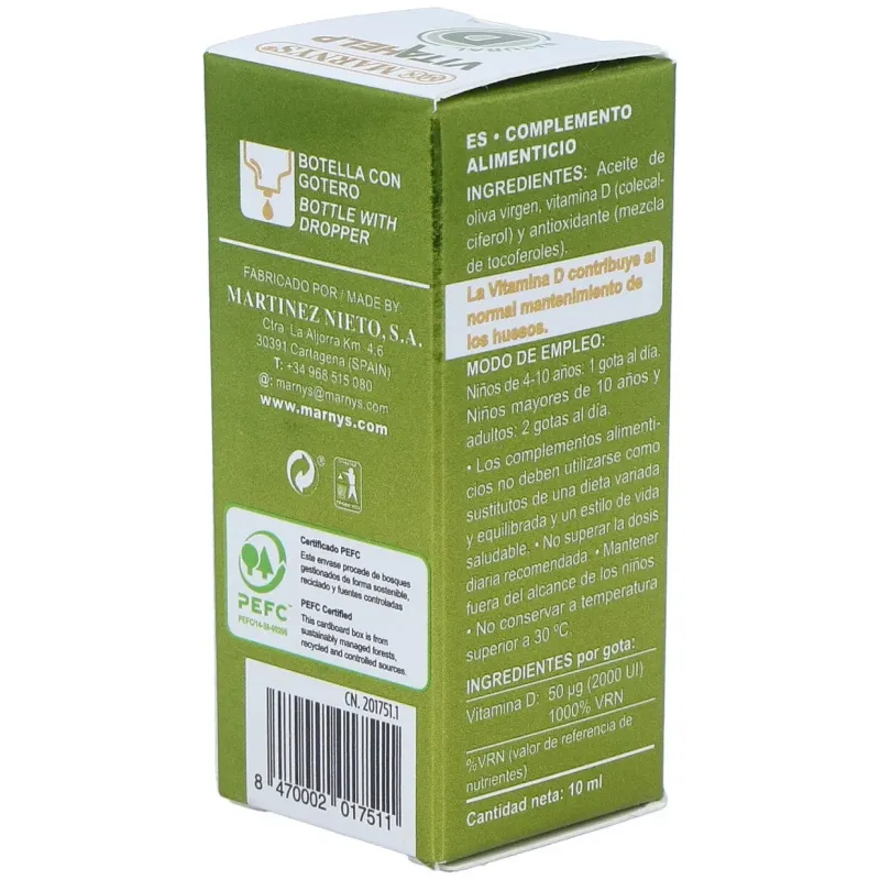 Marnys vitamina d 2000ui líquida línea vitahelp 10ml | Farmacia Barata