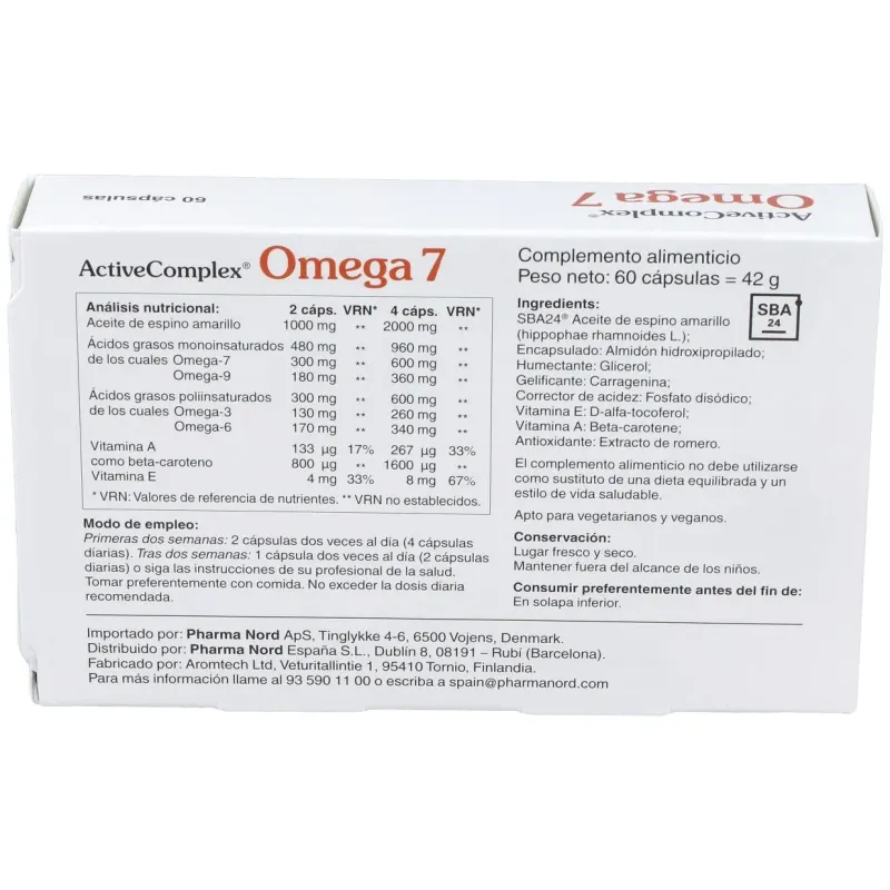 Pharma nord active complex omega 7 60caps | Farmacia Barata