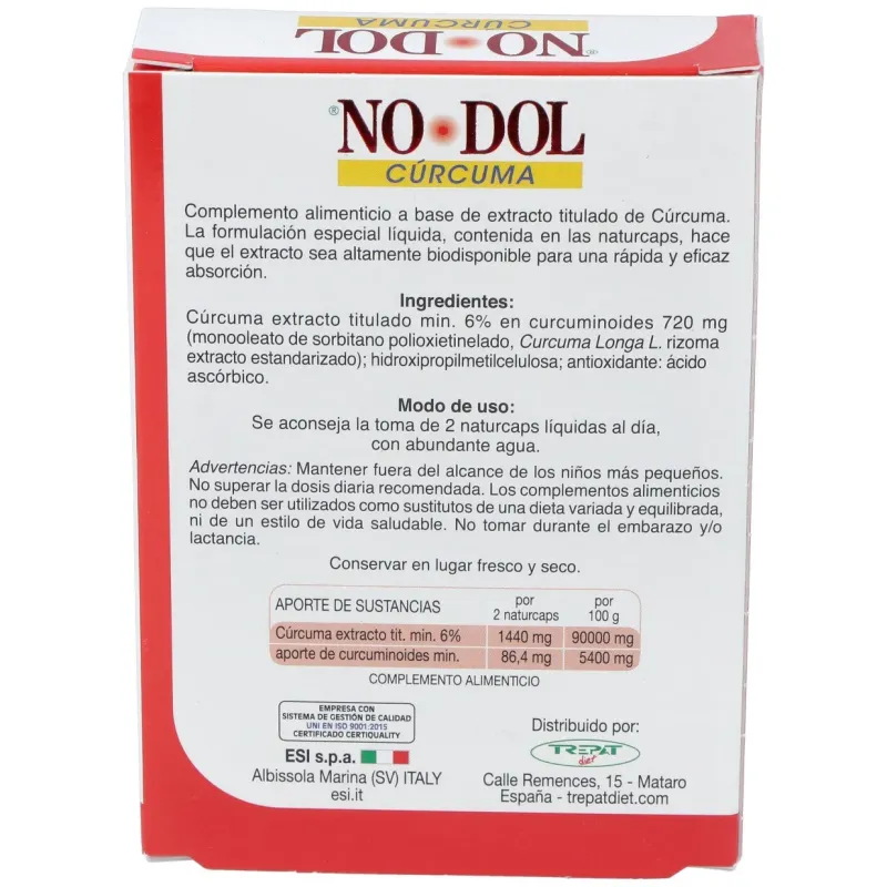Esi no dol curcuma 10 capsulas | Farmacia Barata