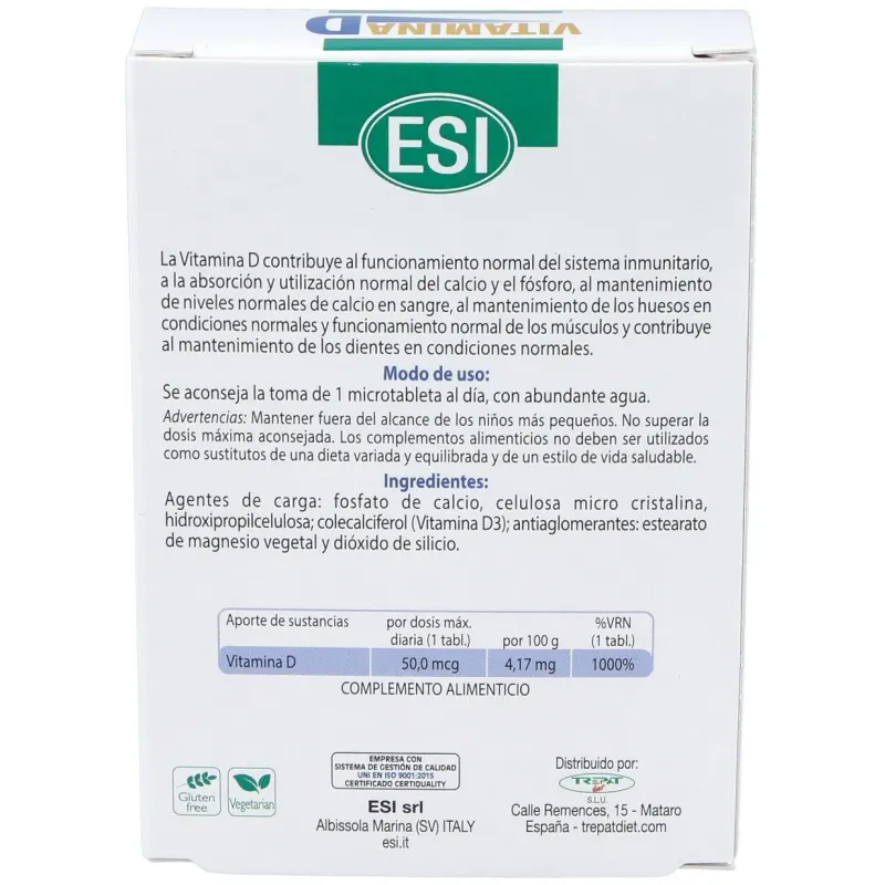 Esi vitamina d 30 tabletas | Farmacia Barata