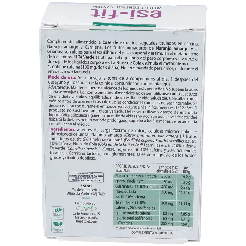 Esi fit activa el metabolismo con cafeína 40comp | Farmacia Barata