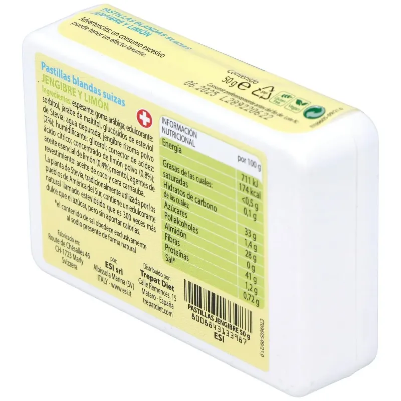 Esi pastillas blandas suizas de jengibre y limon 50g | Farmacia Barata