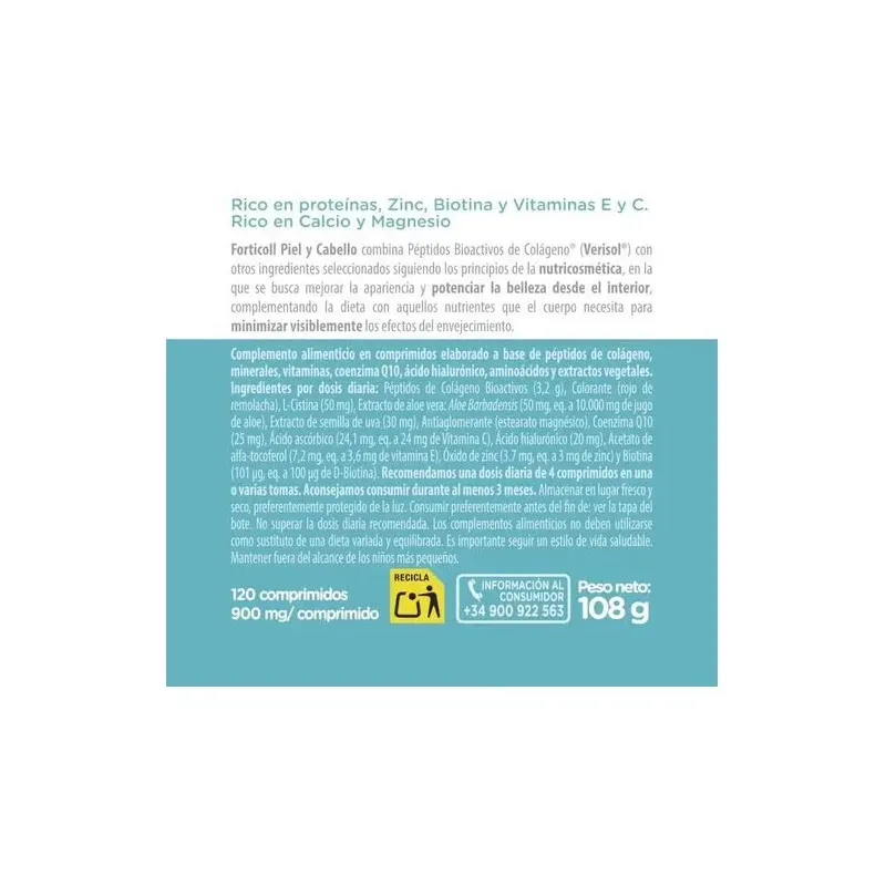 Colageno bioactivo piel-cabello 120comp. forticoll | Farmacia Barata