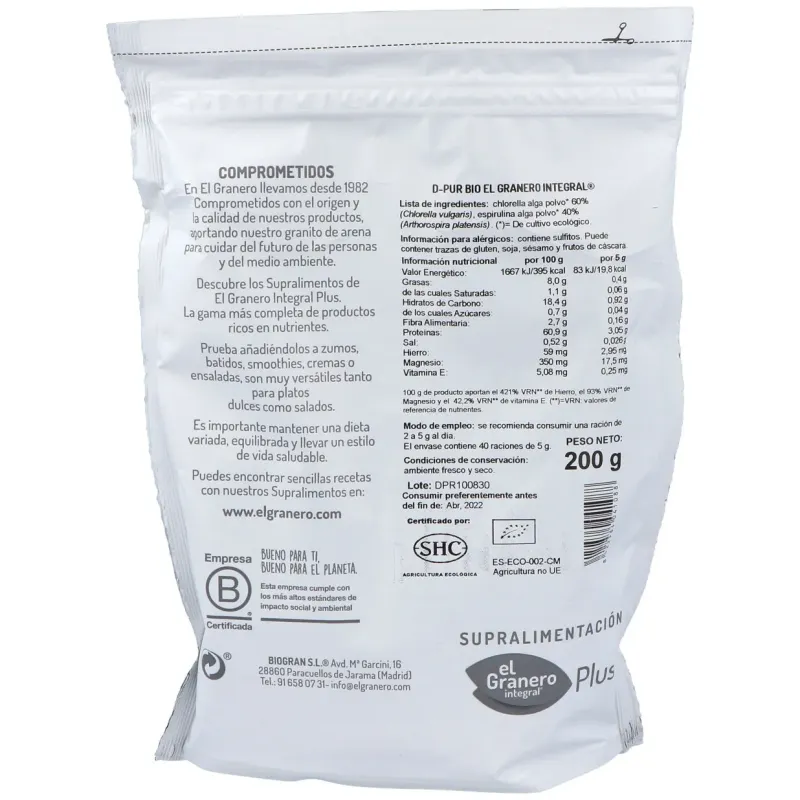 Dpr d-pur detox superalimento bio 200gr. | Farmacia Barata Dpr d-pur detox superalimento bio 200gr. | Farmacia Barata