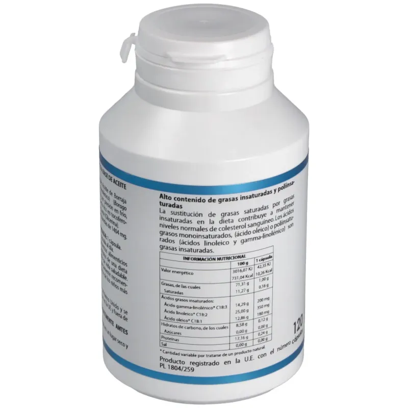 Equisalud aceite de borraja orgánico 1000mg 120cáps | Farmacia Barata
