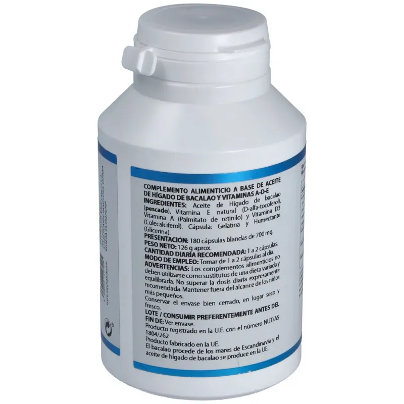 Equisalud aceite higado de bacalao con vitaminas ade 500mg 180 perlas | Farmacia Barata