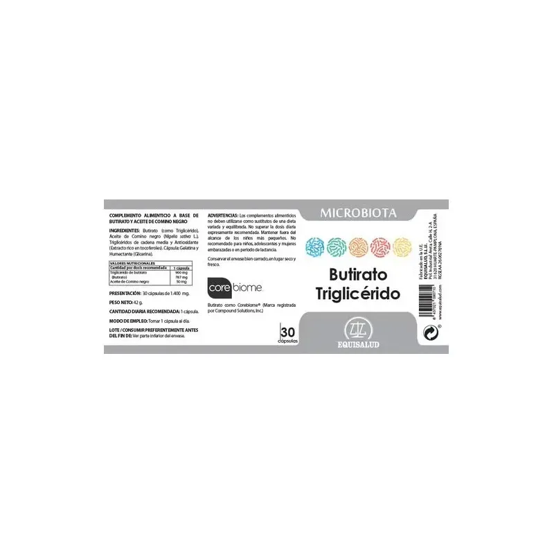Equisalud microbiota butirato triglicérido 30caps | Farmacia Barata
