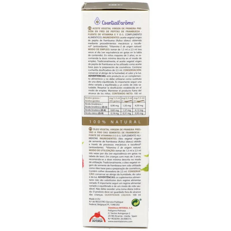 Esential aroms aceite frambuesa antiedad 100ml | Farmacia Barata