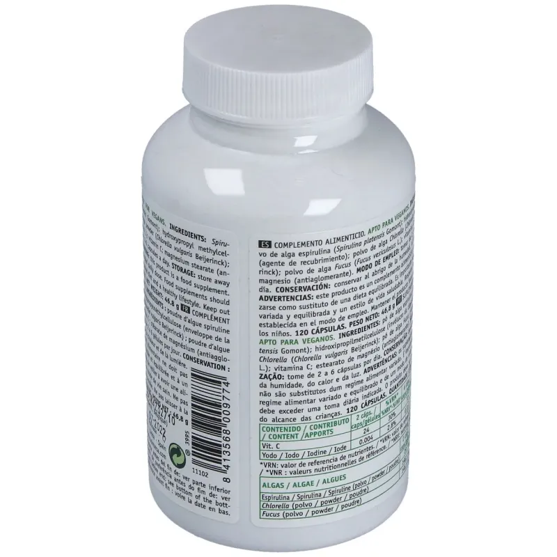 Triple alga chlorella espirulina fucus 120 cap intersa | Farmacia Barata
