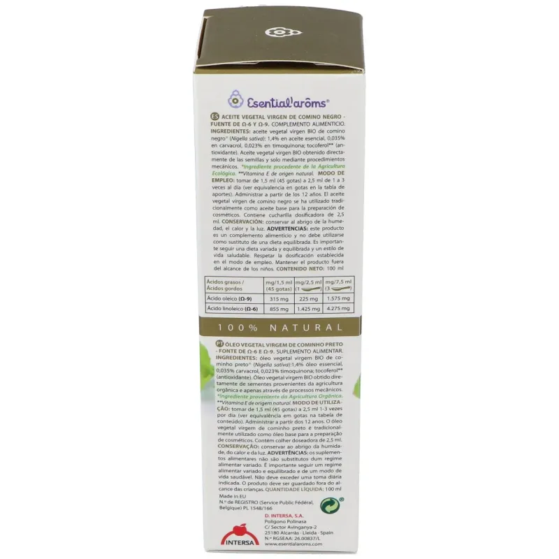 Esential'arôms aceite vegetal virgen extra comino negro 100ml | Farmacia Barata
