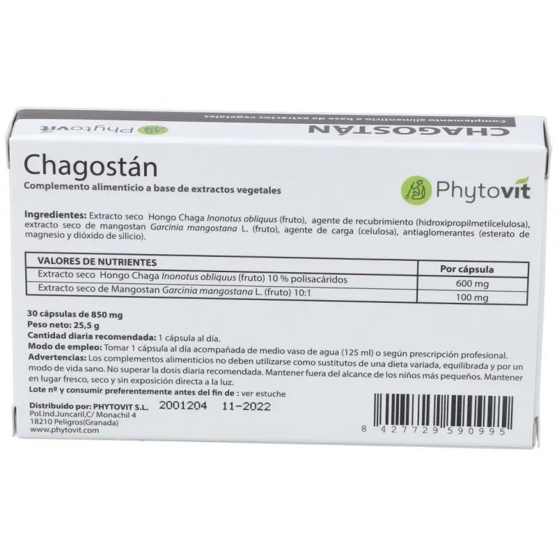 Phytovit chagostan 30 caps | Farmacia Barata