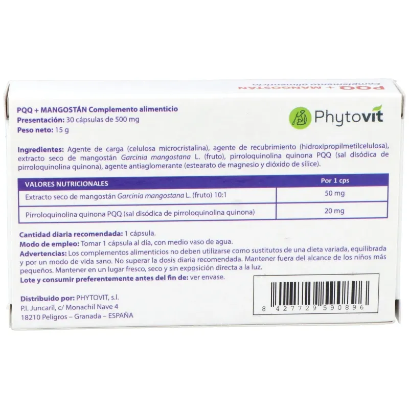 Phytovit pqq y mangostán 30caps | Farmacia Barata Phytovit pqq y mangostán 30caps | Farmacia Barata