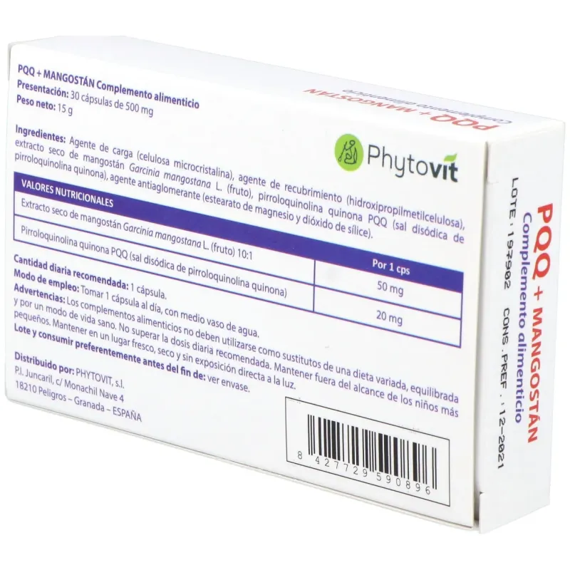 Phytovit pqq y mangostán 30caps | Farmacia Barata Phytovit pqq y mangostán 30caps | Farmacia Barata