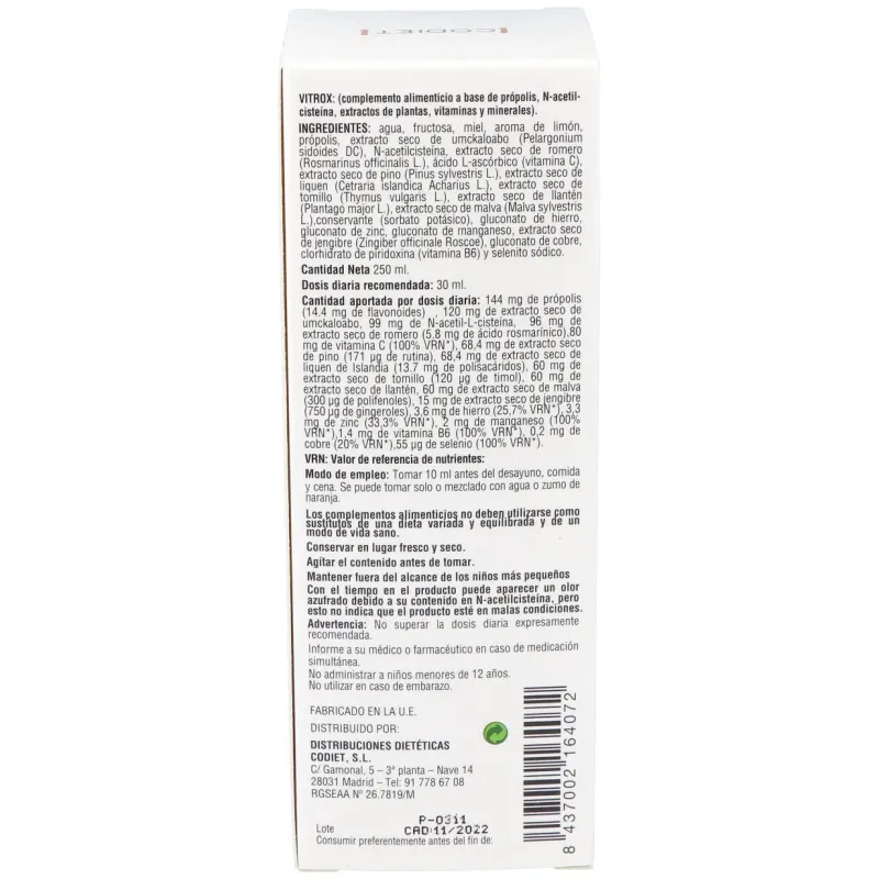 Codiet vitrox jarabe 250ml | Farmacia Barata