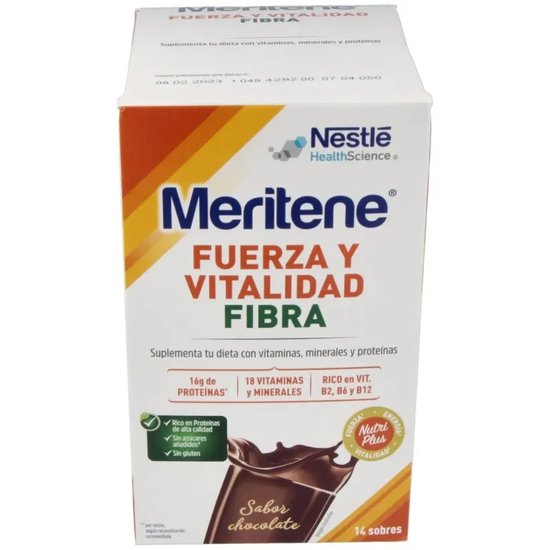 Meritene fuerza y vitalidad fibra sabor chocolate batidos 14uds | Farmacia Barata Meritene fuerza y vitalidad fibra sabor chocolate batidos 14uds | Farmacia Barata