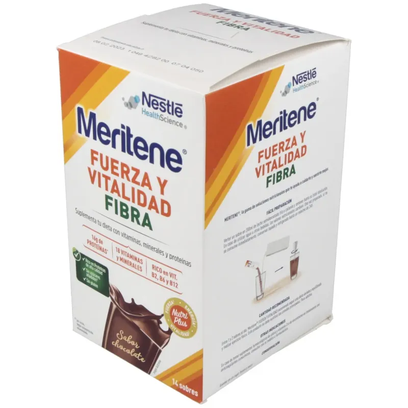 Meritene fuerza y vitalidad fibra sabor chocolate batidos 14uds | Farmacia Barata Meritene fuerza y vitalidad fibra sabor chocolate batidos 14uds | Farmacia Barata