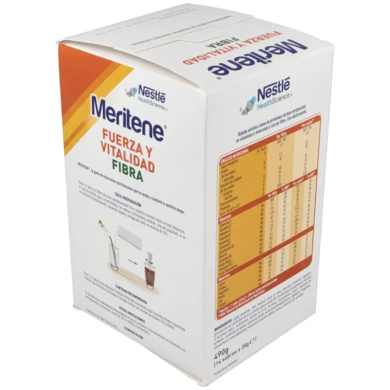 Meritene fuerza y vitalidad fibra sabor chocolate batidos 14uds | Farmacia Barata Meritene fuerza y vitalidad fibra sabor chocolate batidos 14uds | Farmacia Barata