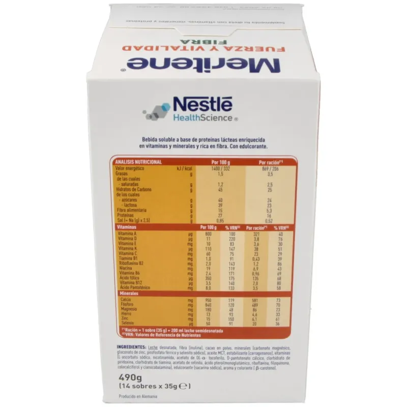 Meritene fuerza y vitalidad fibra sabor chocolate batidos 14uds | Farmacia Barata Meritene fuerza y vitalidad fibra sabor chocolate batidos 14uds | Farmacia Barata