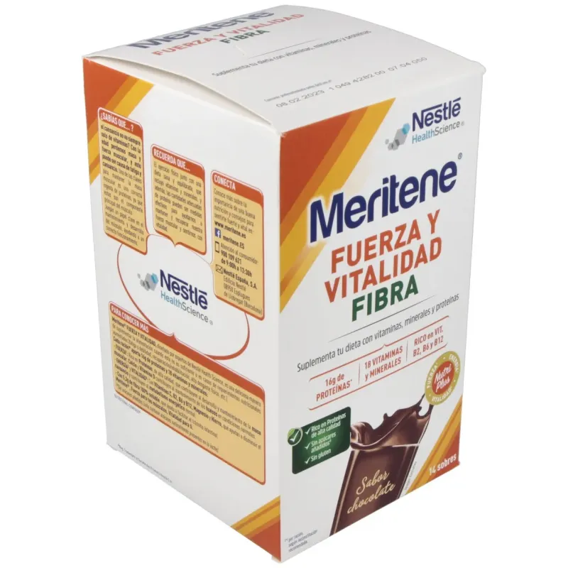 Meritene fuerza y vitalidad fibra sabor chocolate batidos 14uds | Farmacia Barata Meritene fuerza y vitalidad fibra sabor chocolate batidos 14uds | Farmacia Barata