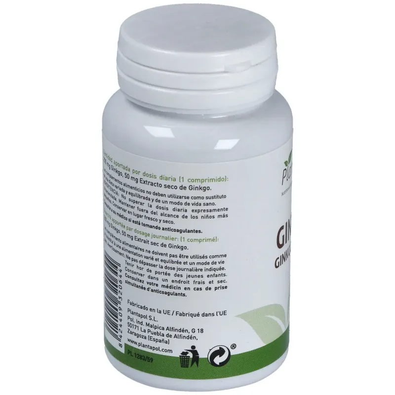 Plantapol ginkgo biloba 100 comprimidos | Farmacia Barata