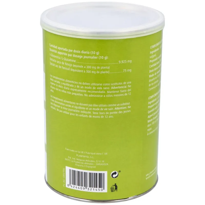 Plantapol gluta int plus polvo de glutamina + hinojo 500g | Farmacia Barata