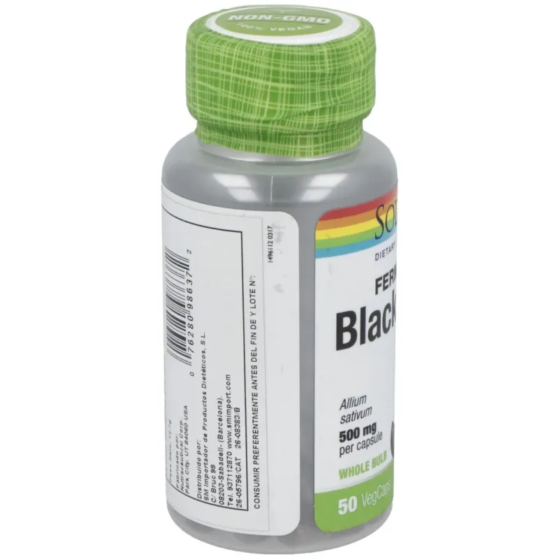 Black garlic bulb (ajo negro) 500mg. 50cap. | Farmacia Barata