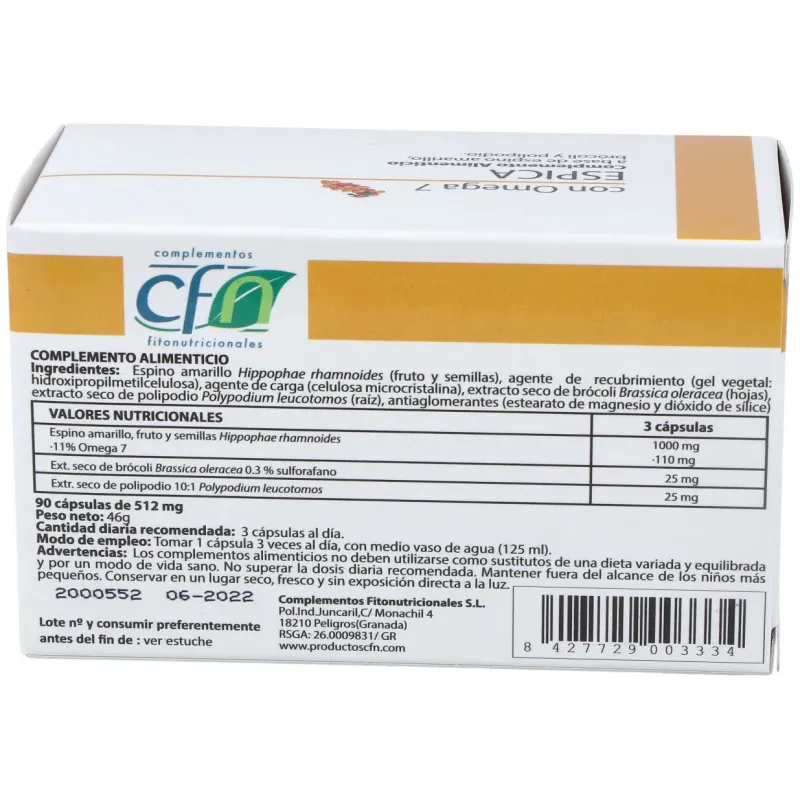 Cfn espica con omega 7 90caps | Farmacia Barata