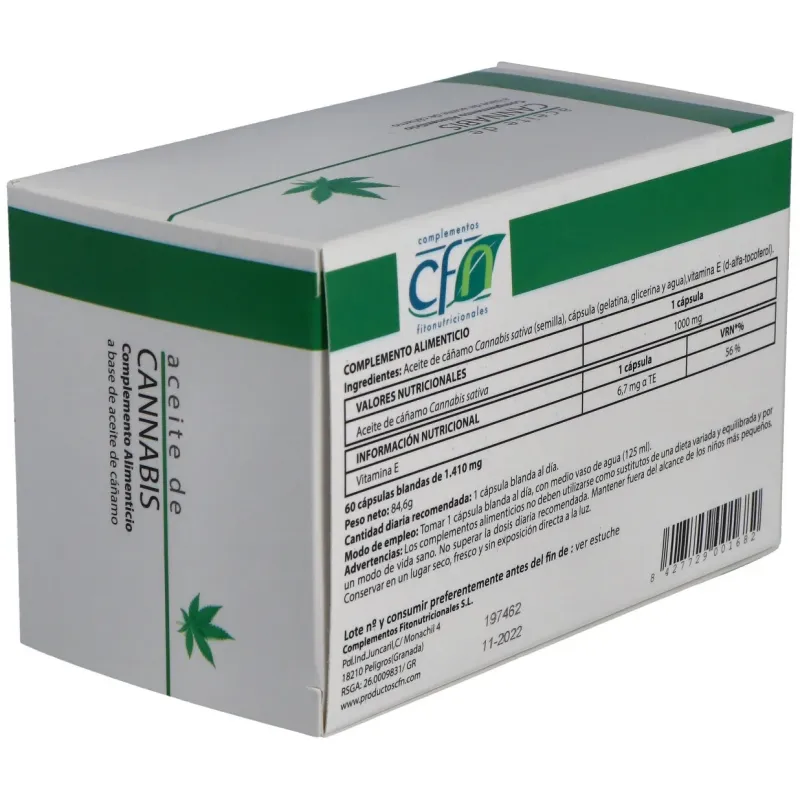 Aceite de cannabis 1000mg. 60cap.blandas | Farmacia Barata