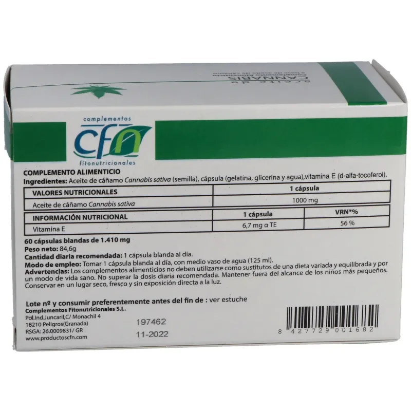 Aceite de cannabis 1000mg. 60cap.blandas | Farmacia Barata