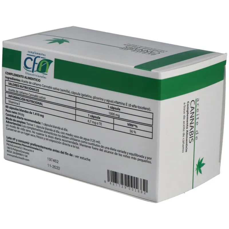 Aceite de cannabis 1000mg. 60cap.blandas | Farmacia Barata