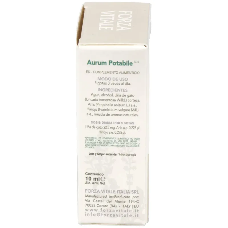 Aurum potable (oro) metal espagirico 10ml. | Farmacia Barata