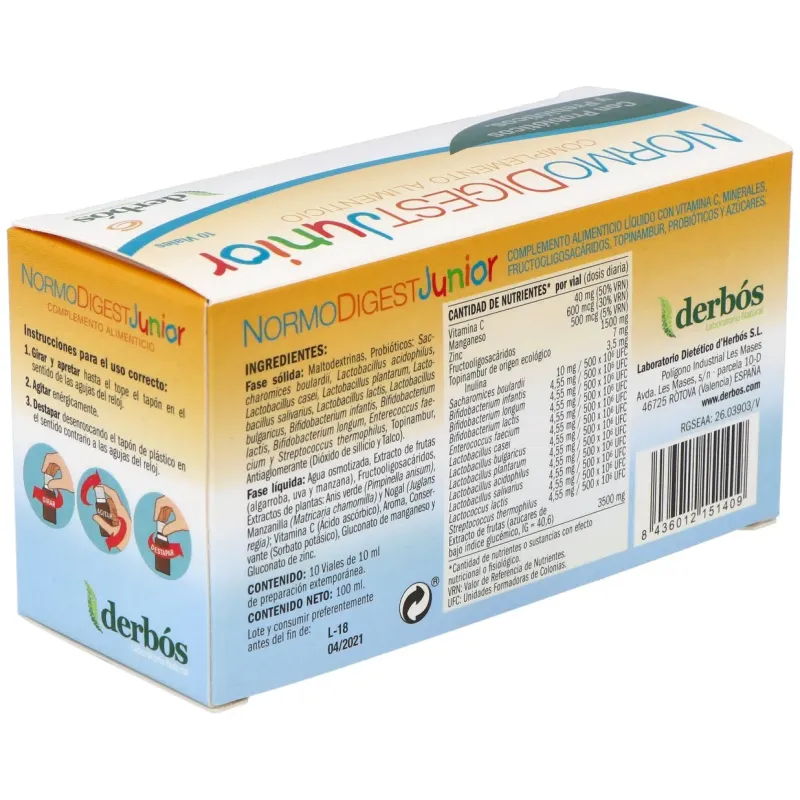 Derbos normodigest junior 10 viales | Farmacia Barata