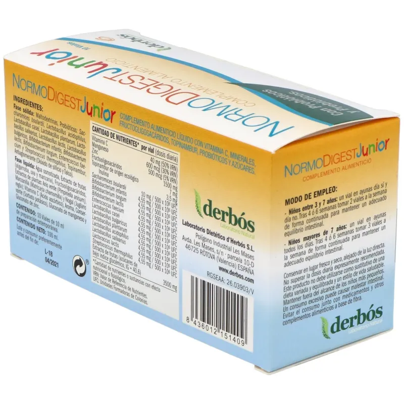Derbos normodigest junior 10 viales | Farmacia Barata