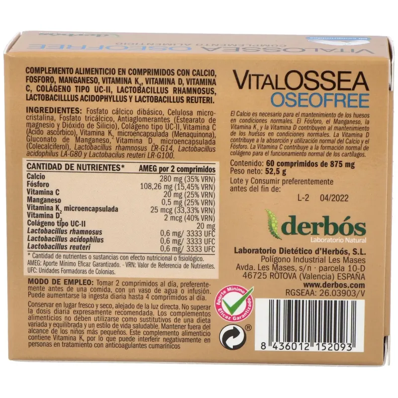 Derbos vitalossea oseofree 60comp | Farmacia Barata Derbos vitalossea oseofree 60comp | Farmacia Barata