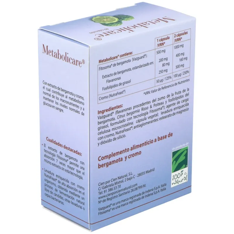 100% natural metabolicare 60caps | Farmacia Barata