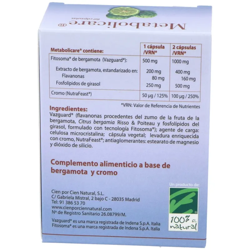 100% natural metabolicare 60caps | Farmacia Barata