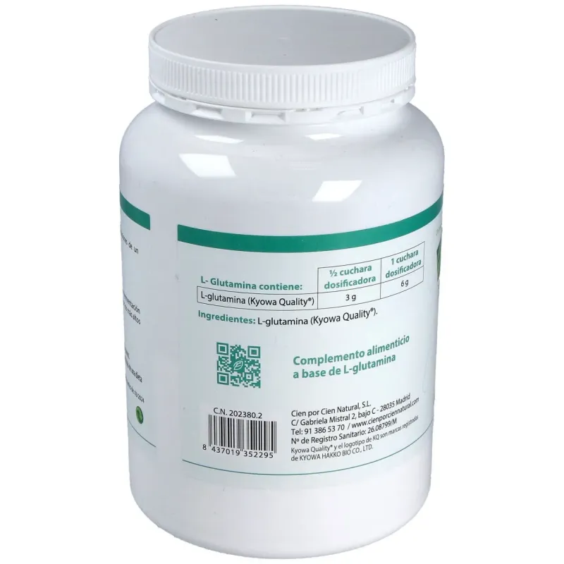 100% natural l glutamina 504g | Farmacia Barata