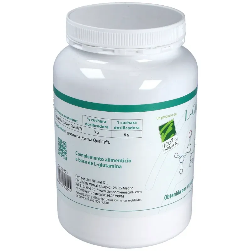 100% natural l glutamina 504g | Farmacia Barata