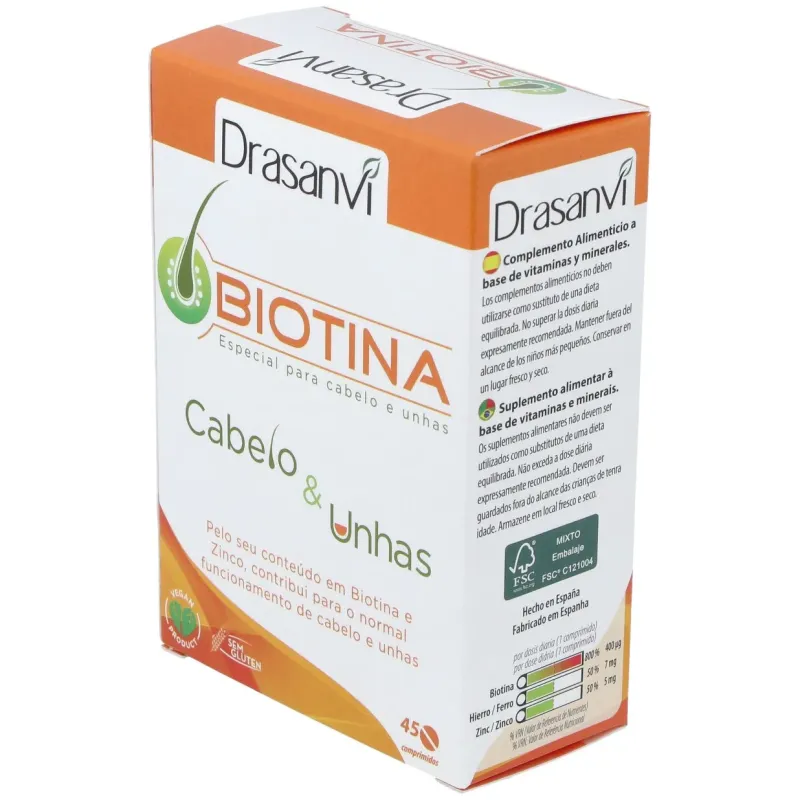 Drasanvi biotina cabello y uñas 45comp | Farmacia Barata