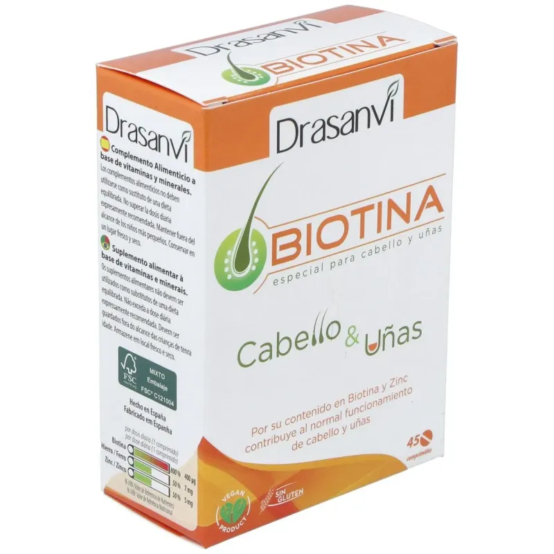 Drasanvi biotina cabello y uñas 45comp | Farmacia Barata