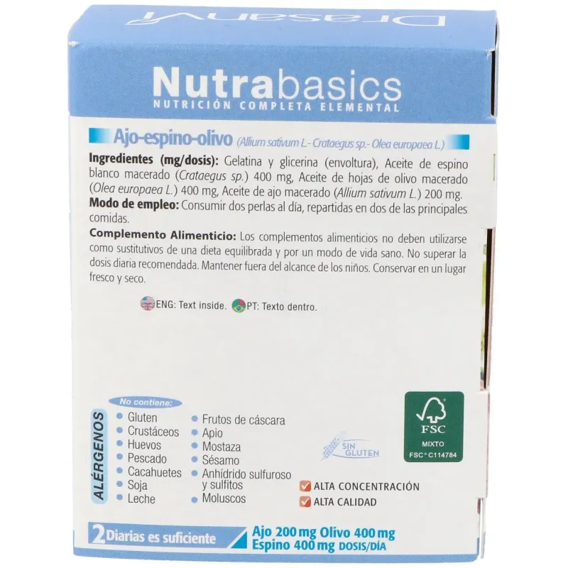 Nutrabasics ajo-espino-olivo 60perlas | Farmacia Barata Nutrabasics ajo-espino-olivo 60perlas | Farmacia Barata