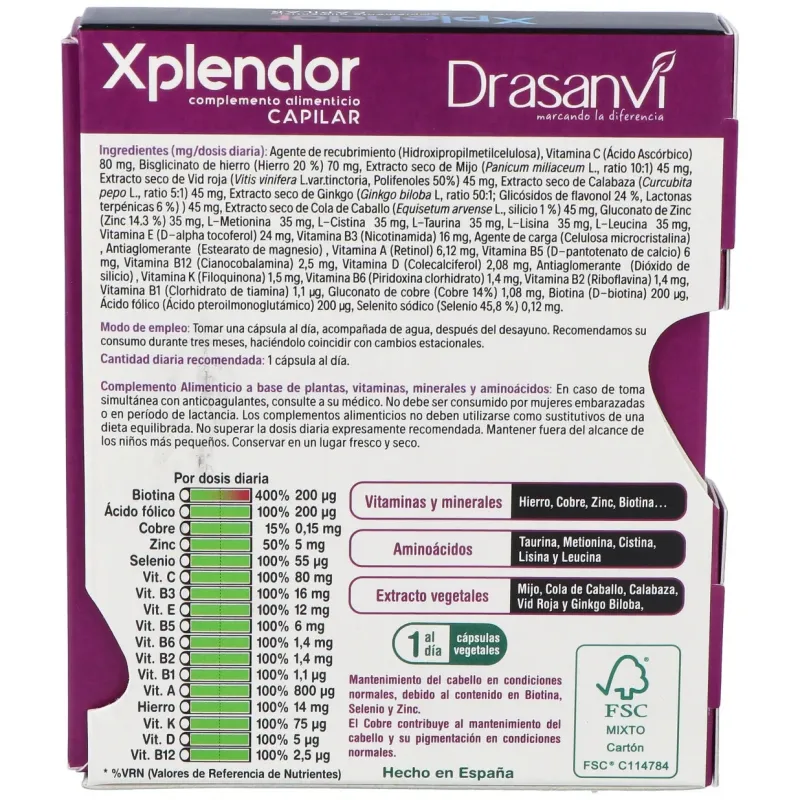 Drasanvi anticaida xplendor capilar 24 capsulas | Farmacia Barata Drasanvi anticaida xplendor capilar 24 capsulas | Farmacia Barata