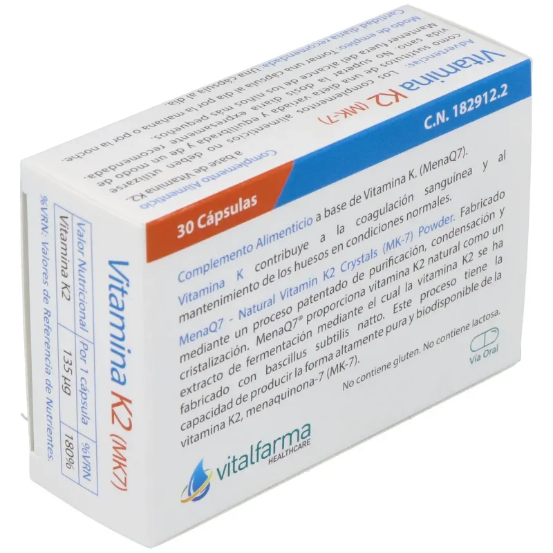 Vitalfarma vitamina k2 135 mcg 30 capsulas | Farmacia Barata
