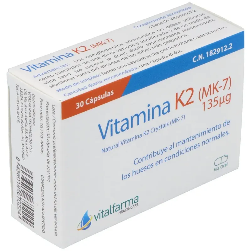 Vitalfarma vitamina k2 135 mcg 30 capsulas | Farmacia Barata