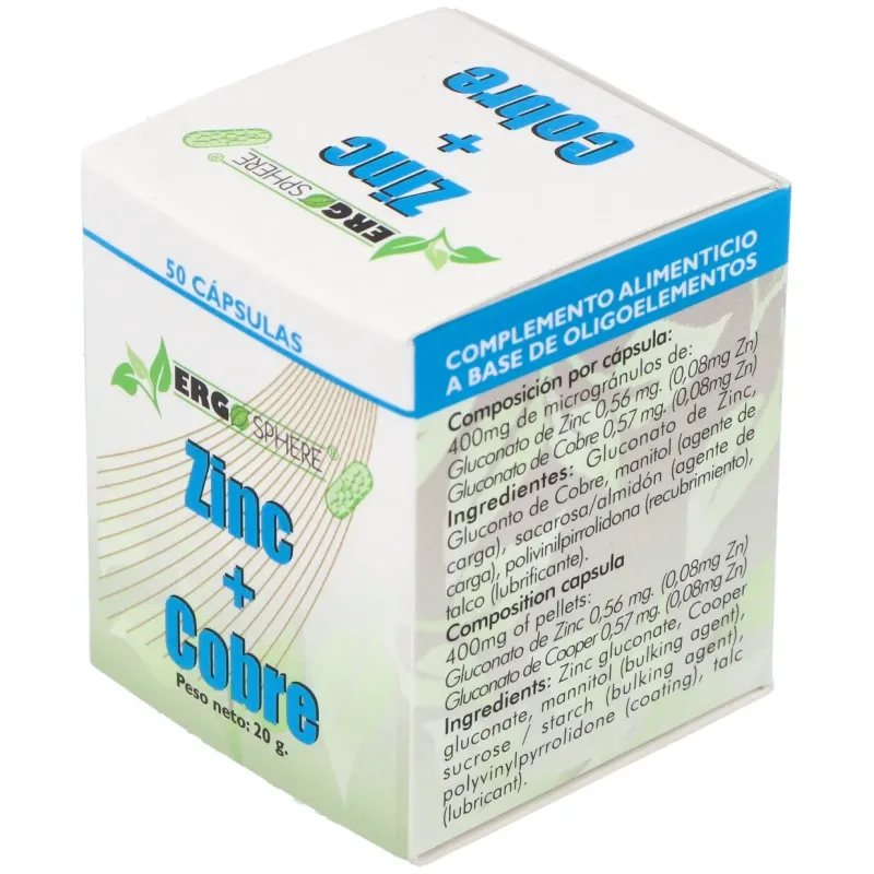 Ergonat galenic zinc cobre ergosphere 50caps | Farmacia Barata