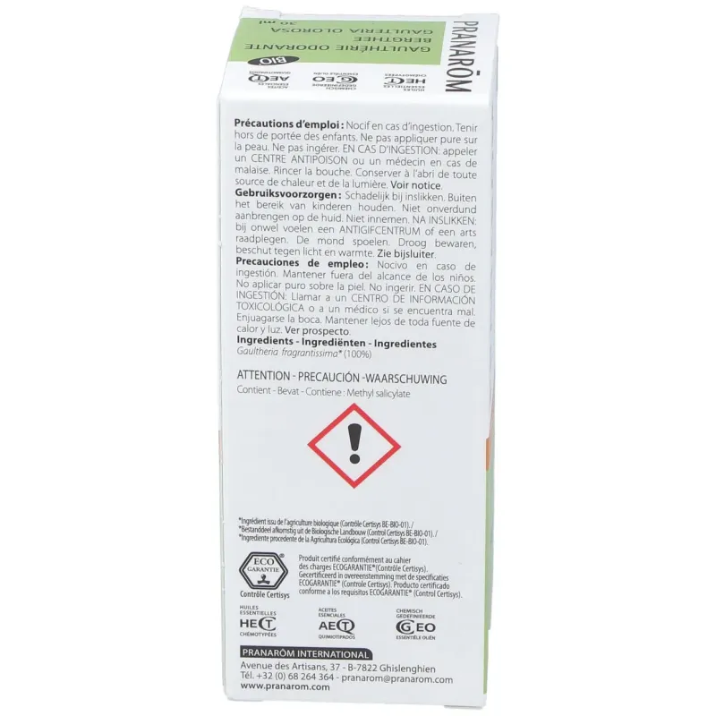 Gaulteria olorosa hoja aceite esencial bio 30ml. | Farmacia Barata Gaulteria olorosa hoja aceite esencial bio 30ml. | Farmacia Barata