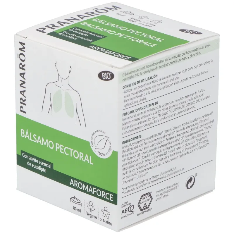 Pranarôm aromaforce bálsamo pectoral bio 80ml | Farmacia Barata Pranarôm aromaforce bálsamo pectoral bio 80ml | Farmacia Barata